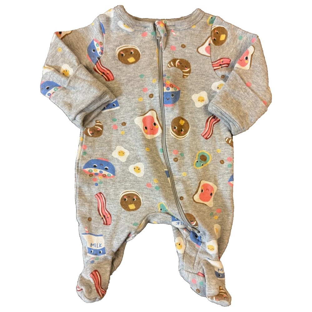 Wonder Nation Preemie Sleeper Breakfast Foods Zipper Outfit Footie Reborn Doll 2